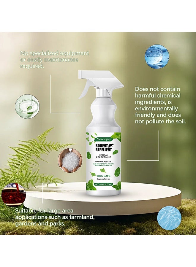 MOONSPRY Rats Repellent Spray, Rodent Repellent, 100% Natural Repel Mice, Outdoor Garden Mint Scented Rat Repellent Spray, Use To Prevent, Catch And Repel Rats, Eco-Friendly Mouse Repellent Spray Natural Non-Toxic, 150ml - Image 5